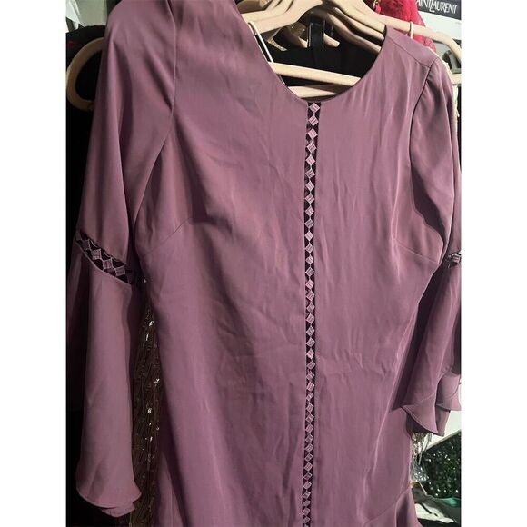 White House Black Market Women's Purple Bell Sleeve Shift Dress Size 6 - Picture 2 of 6